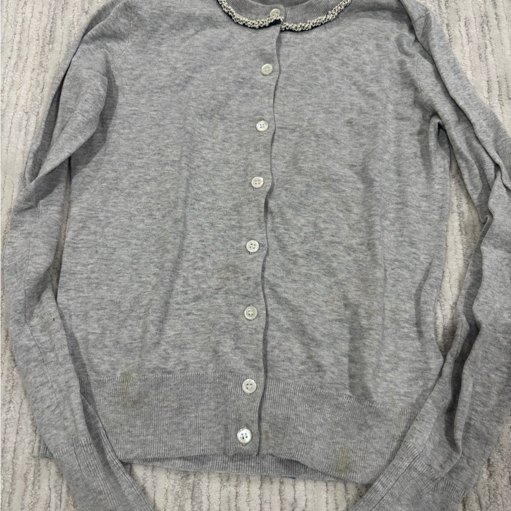 J. Crew Light Gray Cardigan with Button Front